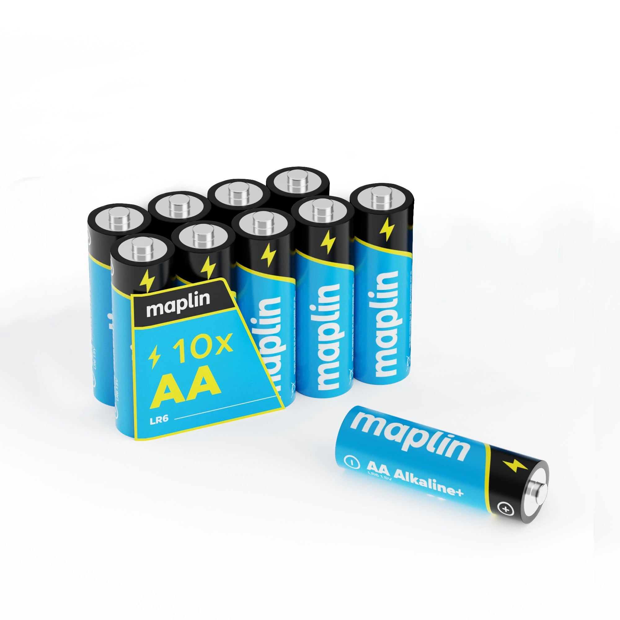 Maplin 10x AA LR6 1.5V Alkaline Batteries 10 Year Shelf Life High Performance