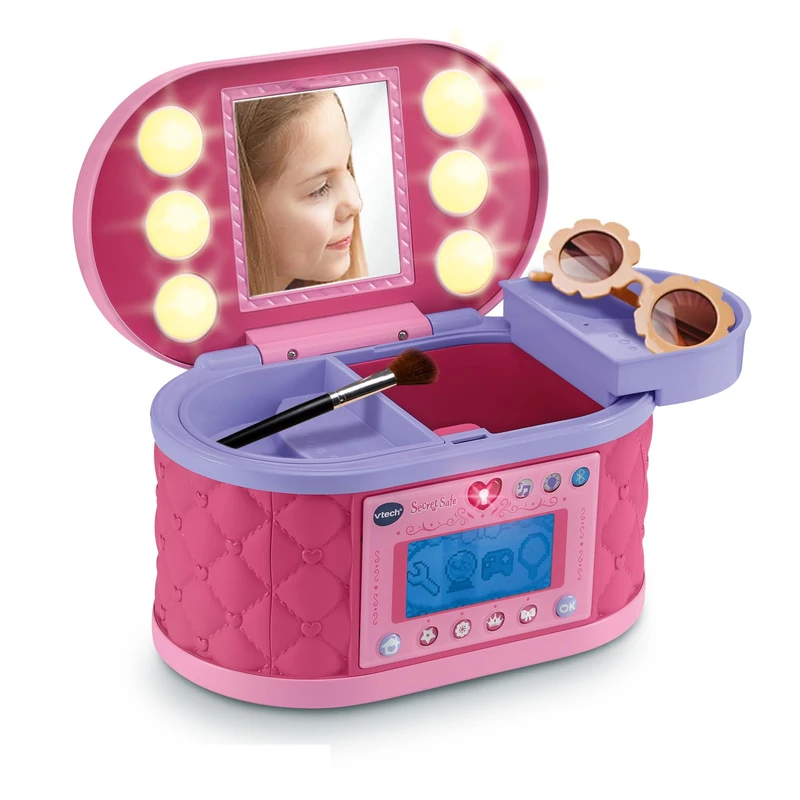 VTech - Secret Makeup Case, Interactive Jewelry Box, Personal Code, Mirror, Toy Children +5 years, LCD Display, Magic Activities, Bluetooth, Radio, ESP Version