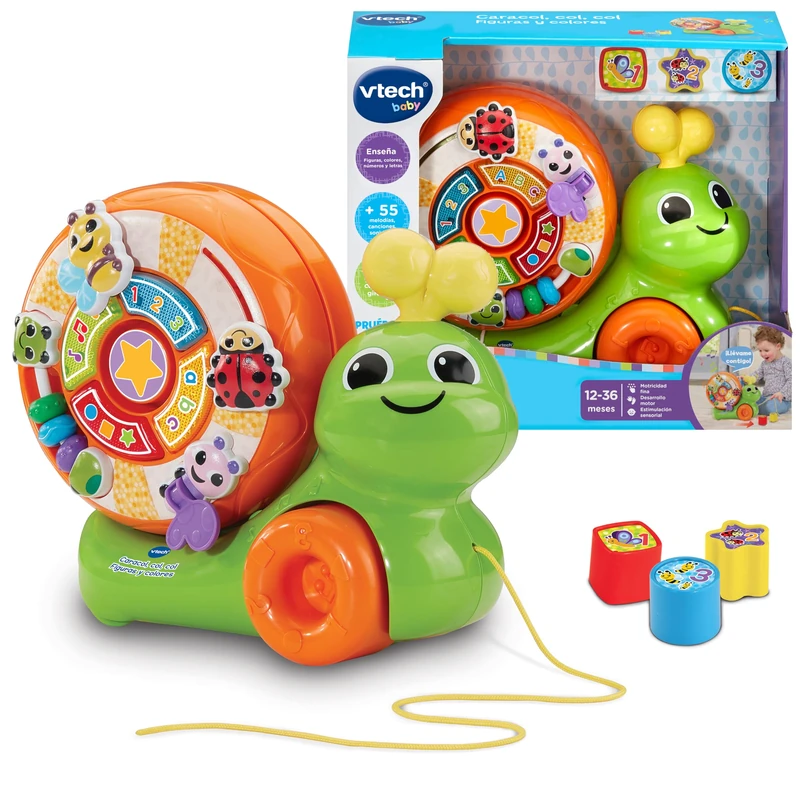 VTech - Snail Cabbage Music & Animals, Drag Toy, Interactive Snail, Matching Games, Hand-Eye Coordination, Gift Kids 1 year, ESP Version - Image 1