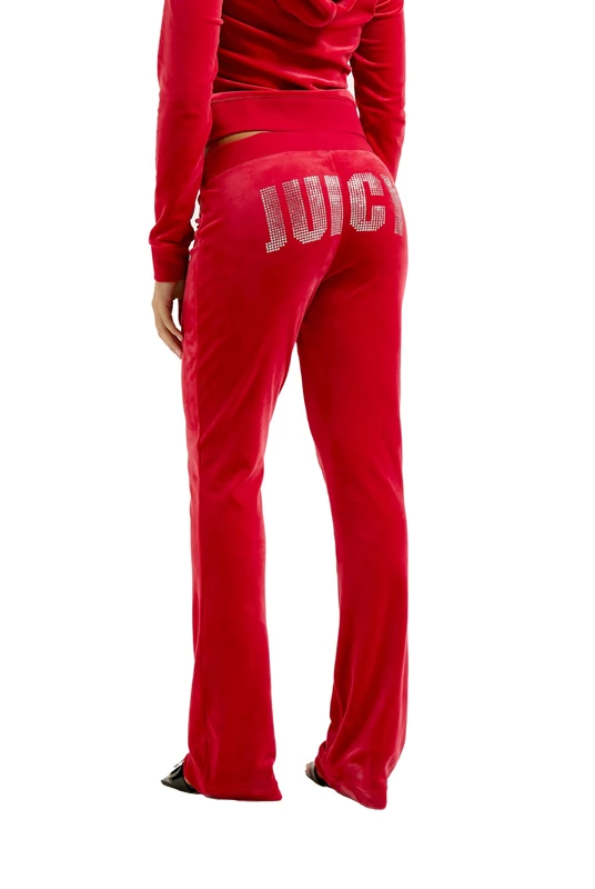 Juicy Couture Women's Diamante Impact Low Rise Velour Trackpant Casual Pants, Astor Red, L (Pack of 10) - Image 1