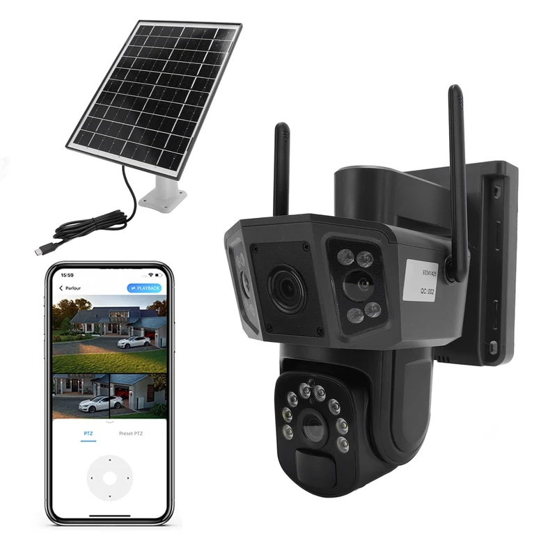 LICAEVEY 4K Solar Security Cameras Outdoor, 355°+90° Rotation 8MP HD Dual Lens 4G and Wi-Fi Duo-Mode, Water Proof, Dual Way Talking, Human Detection
