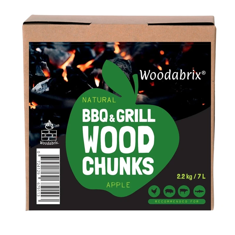 Woodabrix Wood Chunks for BBQ, 2.2Kg/7L, Chunks for Smoking Food, Apple