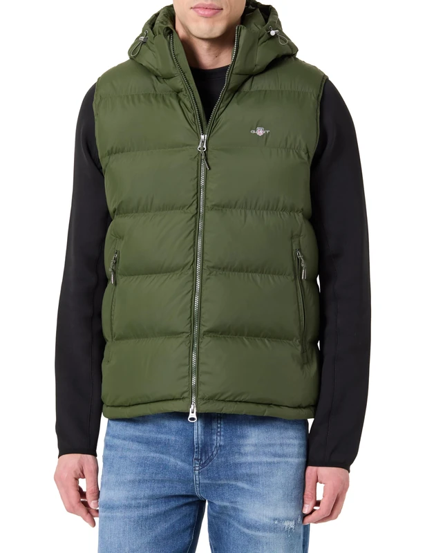 GANT Men's Active Cloud Vest Jacket, Country Green, L