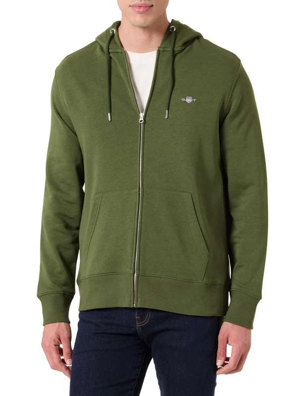GANT Men's Reg Shield Full Zip Hoodie Hooded Sweatshirt, Country Green, 4XL