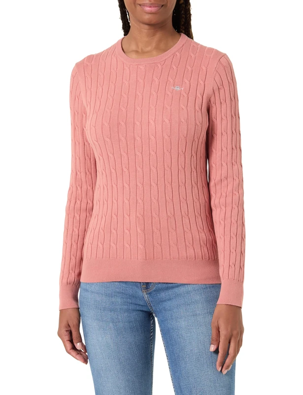 GANT Stretch Cotton Cable C-Neck, Faded Brick, L