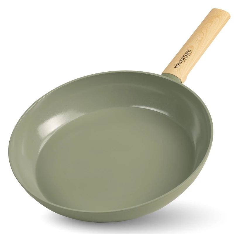 Romertopf Frying Pan 30 cm, 3 Litre Capacity, Aluminium with Ceramic Non-Stick Coating, Suitable for All Hobs Including Induction, Green