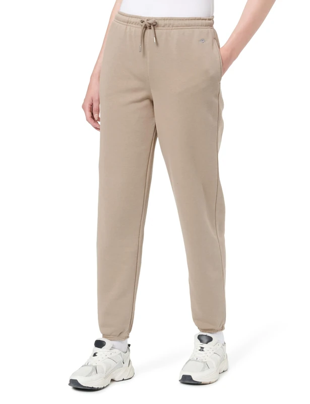GANT Women's Reg Shield Sweatpants Trouser, Taupe Beige, L