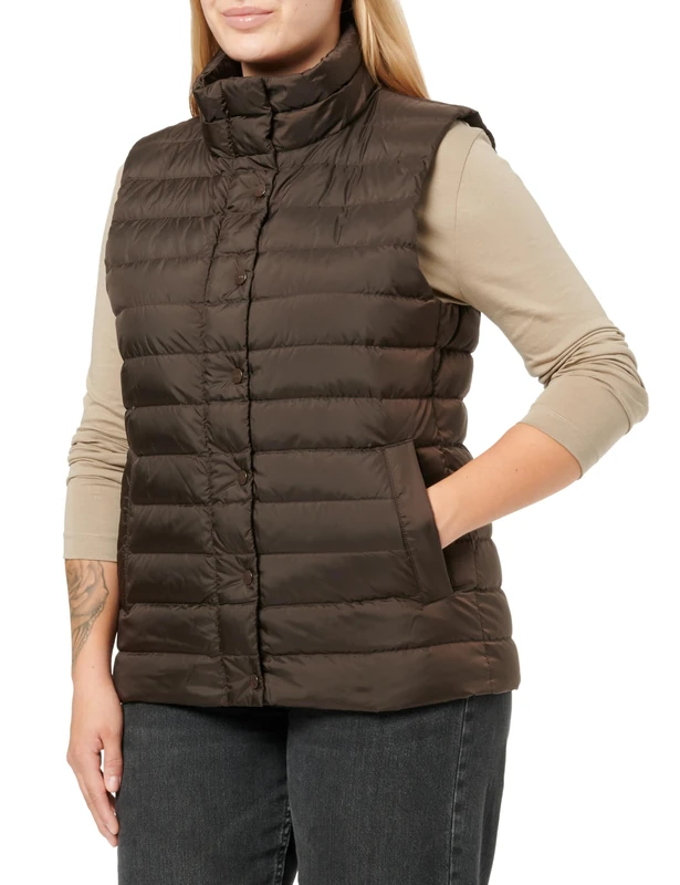 GANT Women's Light Down Vest Jacket, Deep Brown, S