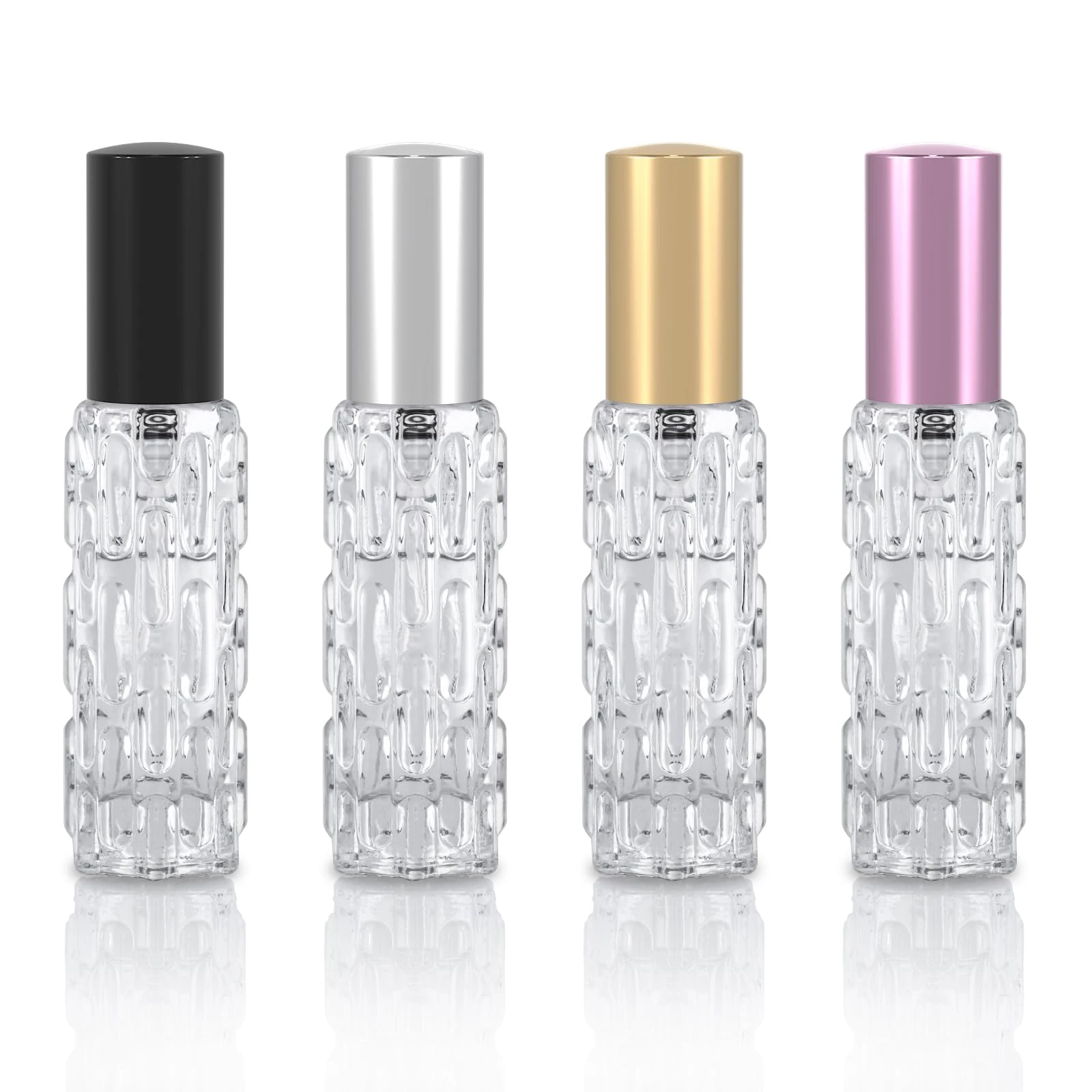 YoHyien 4 Pcs Travel Perfume Atomiser Refillable 10ml, Glass Perfume Travel Bottle, Portable Aftershave Atomiser Spray Bottle, Mini Fragrance Decanter for Handbag, Pocket, and Purse (Multicolor)