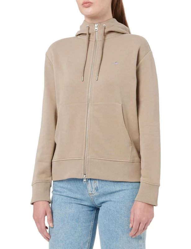 GANT Unisex Baby Shield Zip Hoodie Cardigan (Pack of 1), Taupe Beige, M - Image 1