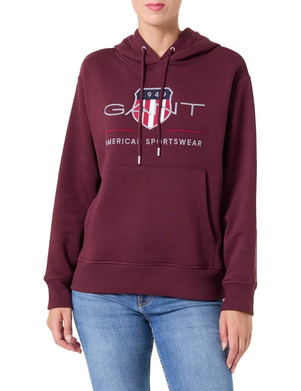 GANT Archive Shield Hoodie, Plum Wine, S