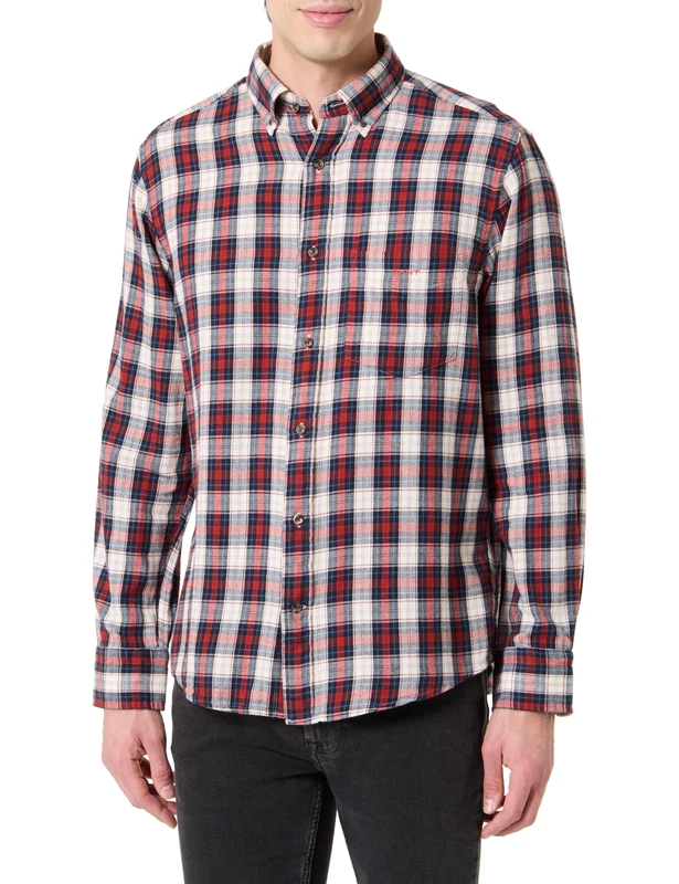 GANT Men's Reg Windblown Flannel Check Shirt, red, M
