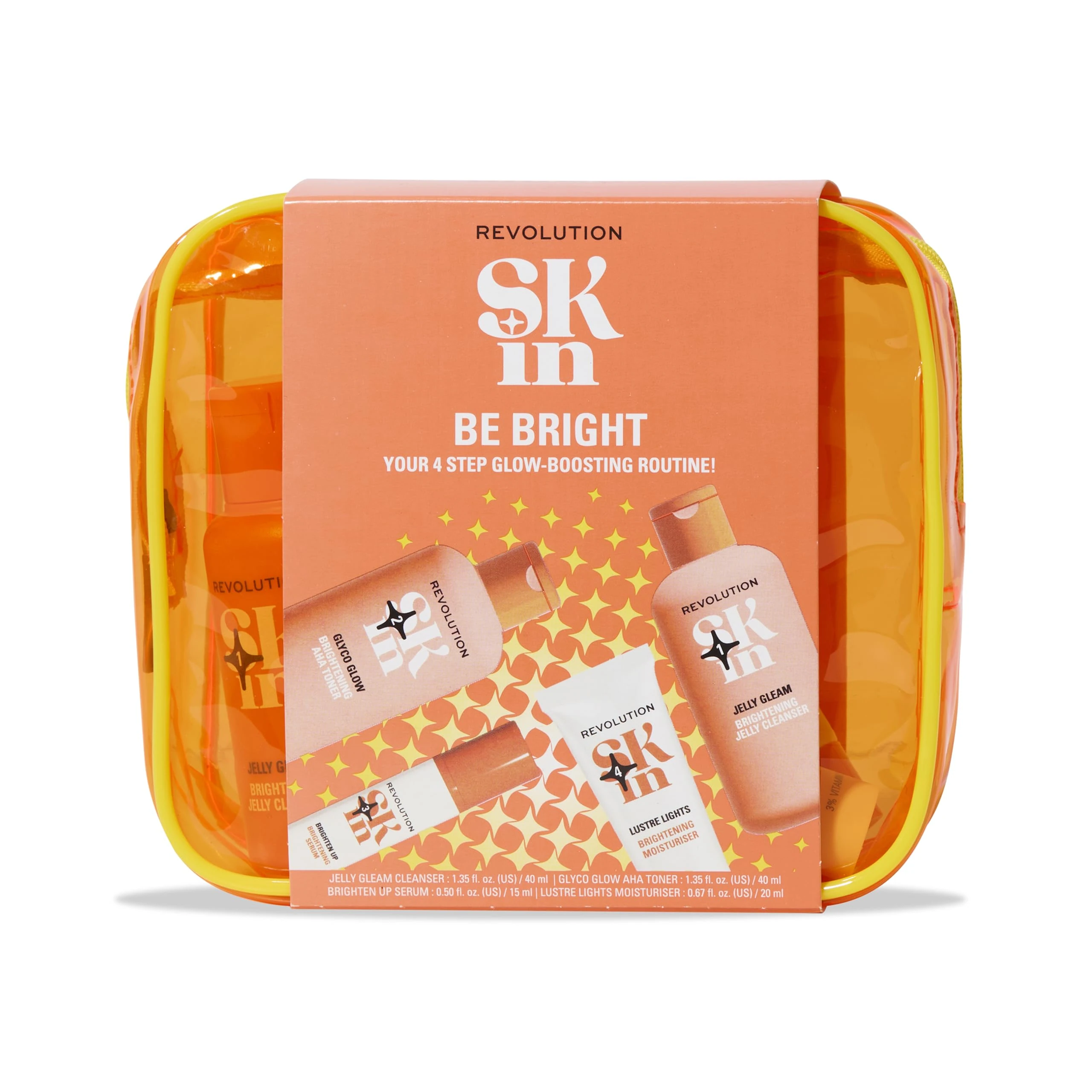 Revolution Skin, Be Bright 4 Step Starter Kit, Brightening Skincare Set Includes Cleanser, Toner, Serum & Moisturiser, Vegan & Cruelty-Free, 4 Products Included