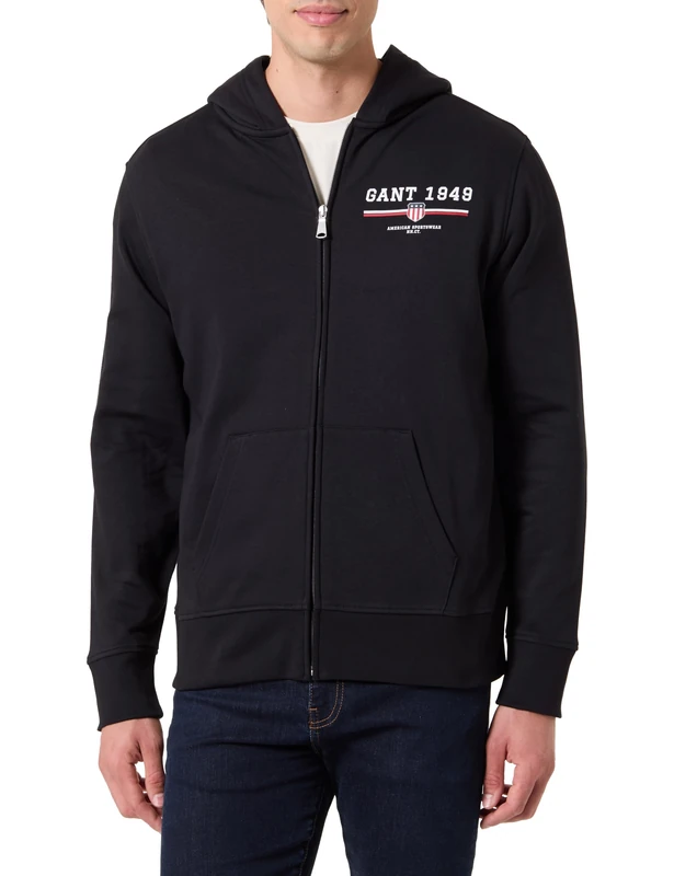 Graphic Full Zip Hoodie, black, XXL