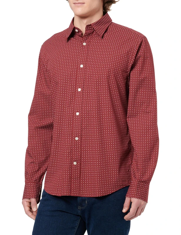 GANT Men's Reg Micro Print Shirt, red, 3XL - Image 1