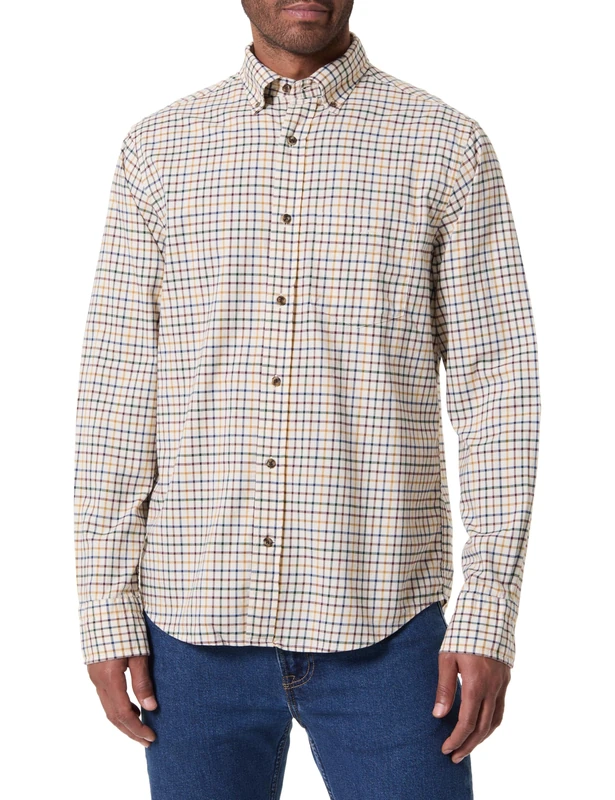 GANT Men's Reg Twill Check Shirt, Brown, XL