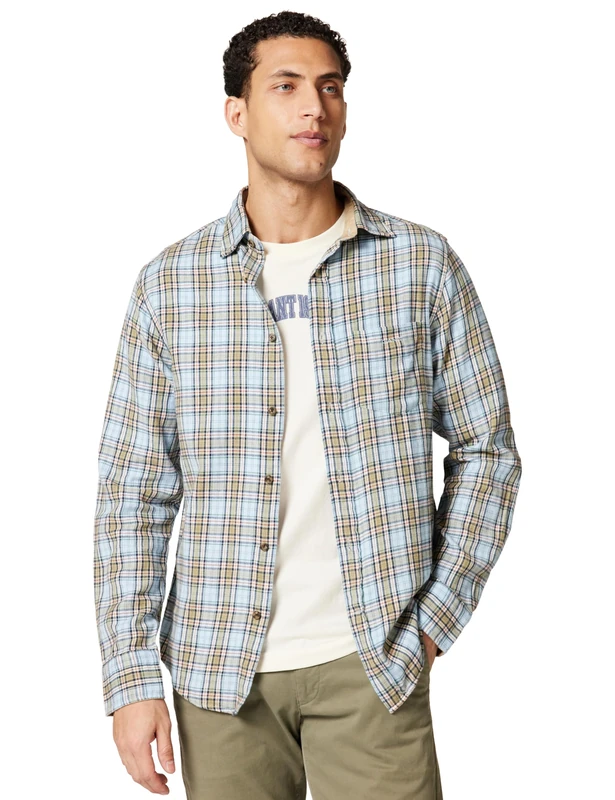 GANT Men's Reg Windblown Flannel Check Shirt, Blue, M