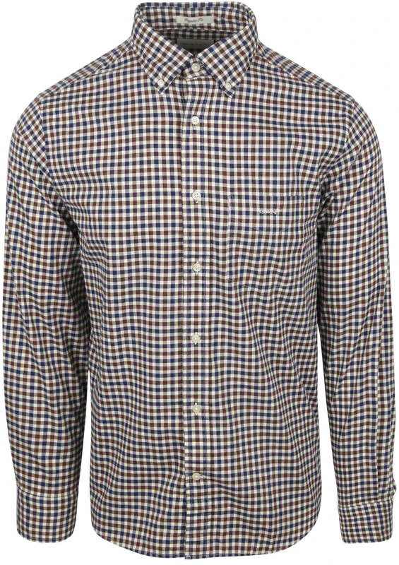 GANT Men's Reg Twill Gingham Shirt, Brown, 3XL