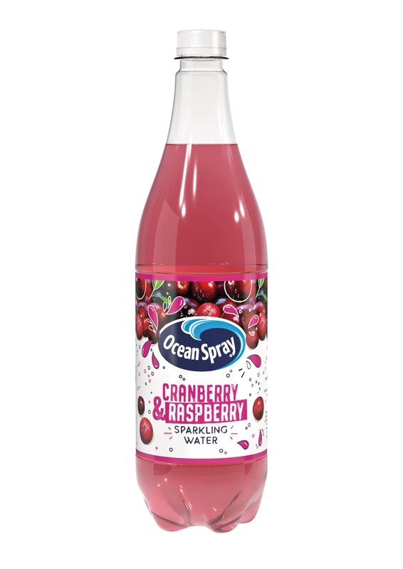 Ocean Spray Pink Cranberry and Raspberry Sparkling Water - 1L - Fruit Flavoured Beverage - Made with Sparkling Water - Low Calorie Soft Drink