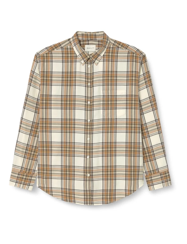 GANT Women's Rel Checked Flannel Bd Shirt Blouse, White, 14