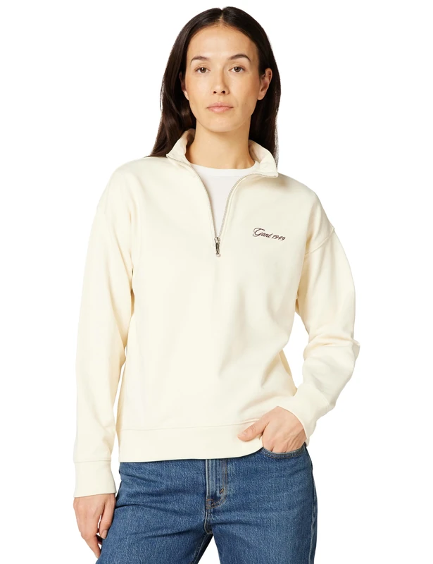 GANT Script Half Zip Sweat, cream, S - Image 1