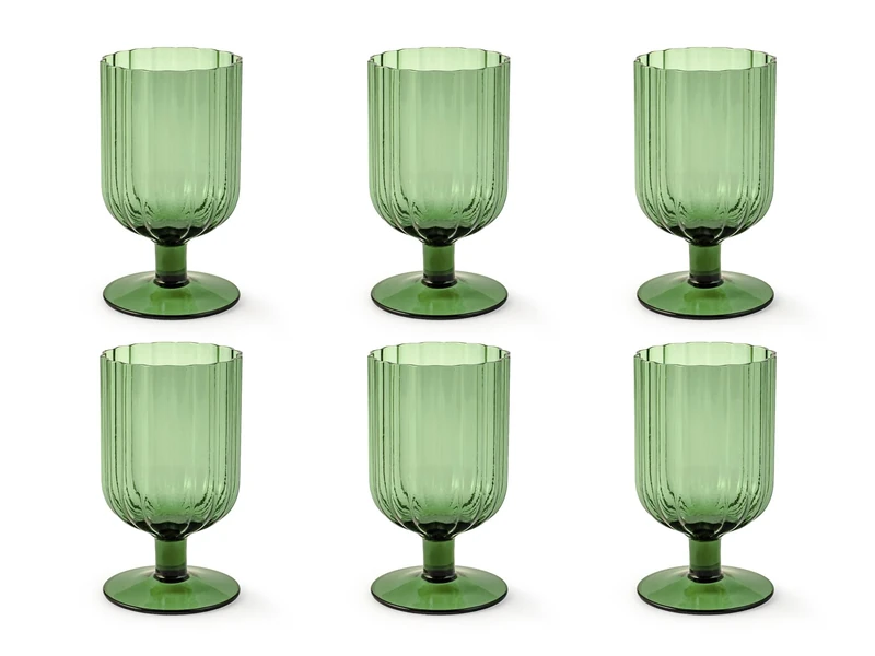 H&H Set of 6 Green Margaret Glasses CL33 - Image 1