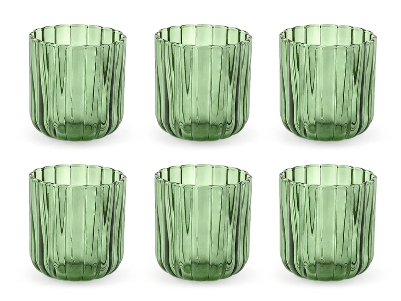 H&H Set of 6 Green Margaret Glasses Cl34