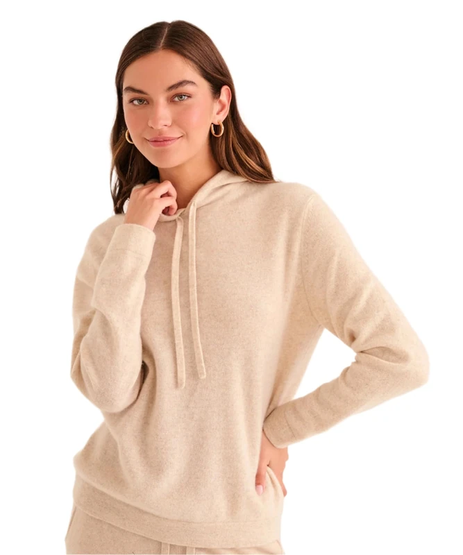 NAADAM Women's The Off-Duty Cashmere Hoodie, Oatmeal, 3X