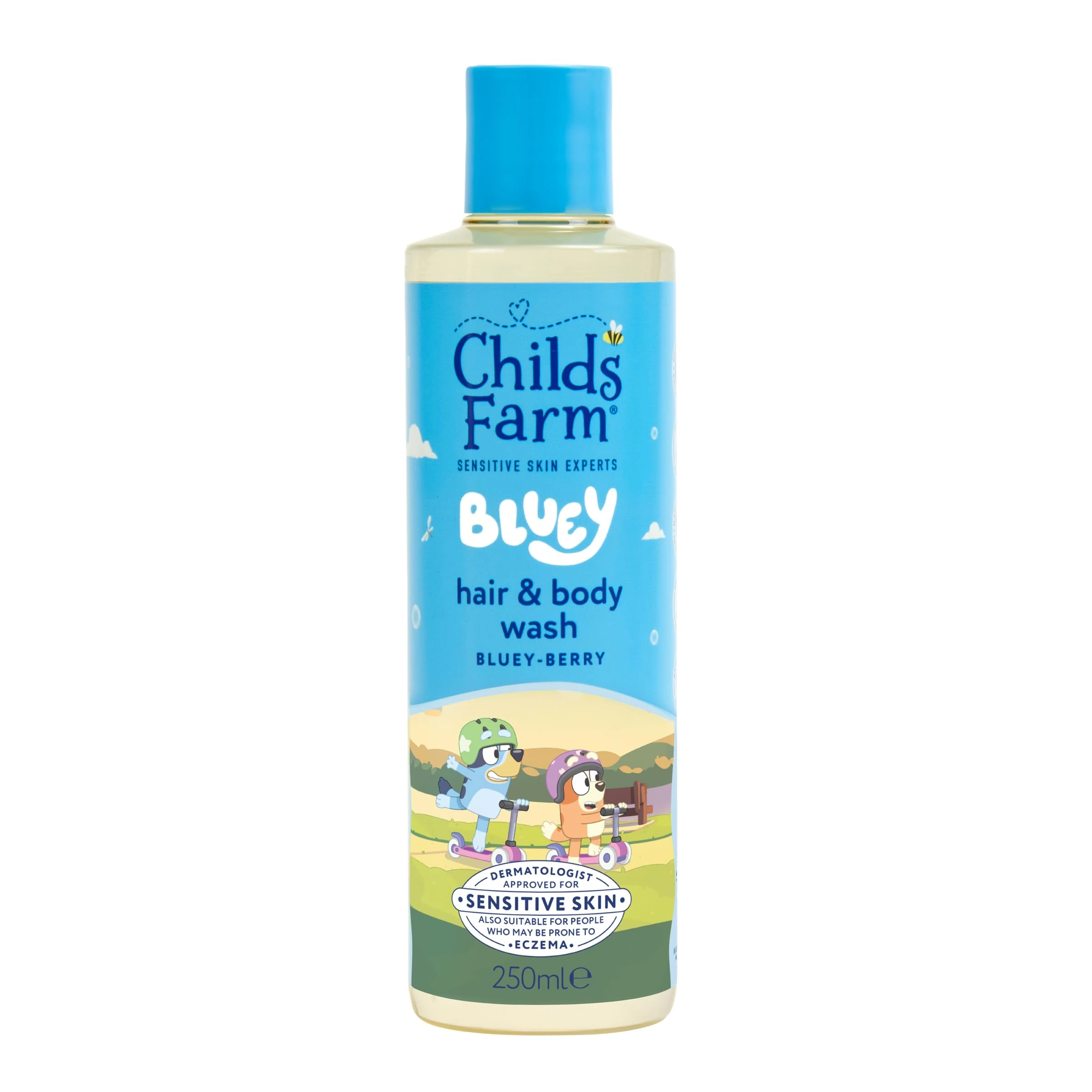 Childs Farm Kids Bluey Hair & Body Wash, Bluey-Berry | Tear-free, Gently Cleanses | Suitable for Dry, Sensitive Skin, 250ml