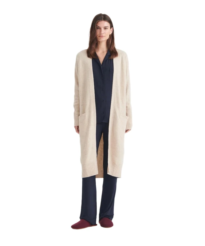NAADAM Womens Cashmere Duster Cardigan, Oatmeal, M