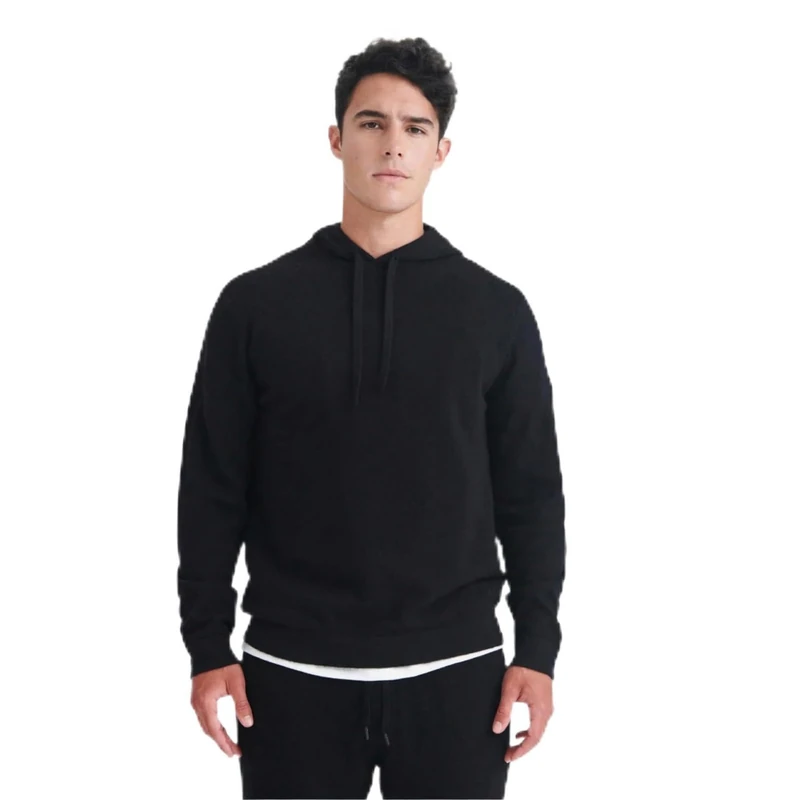 NAADAM Men's The Off-Duty Cashmere Hoodie Pullover Sweater, Black, XXL