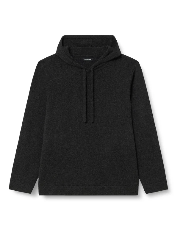 NAADAM Women's The Off-Duty Cashmere Hoodie Pullover Sweater, Smoke, XL
