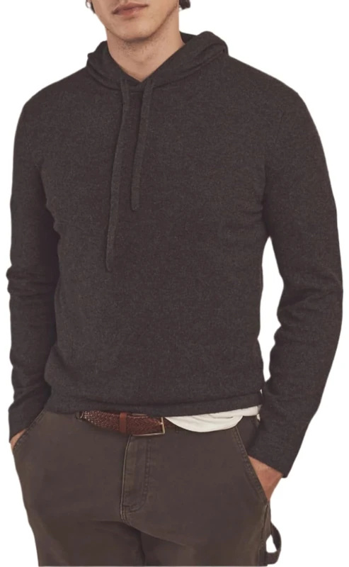 NAADAM Men's The Off-Duty Cashmere Hoodie Pullover Sweater, Smoke, XXL