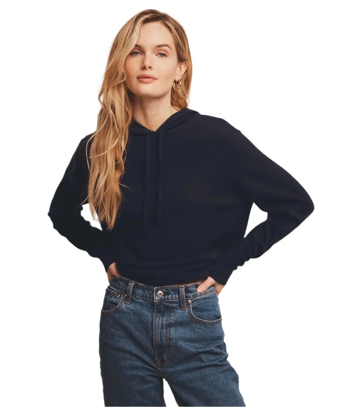 NAADAM Women's The Off-Duty Cashmere Hoodie, Navy, Medium