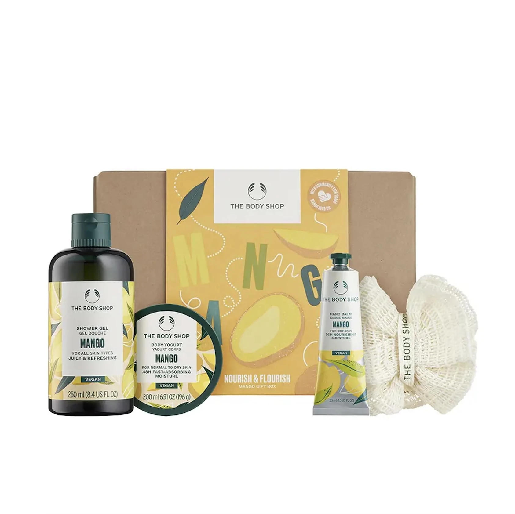 THE BODY SHOP Mango Skincare Set - Vegan Gift Set with Shea Butter, Aloe Vera and Mango Seed Oil, Community Fair Trade for Soft and Silky Skin