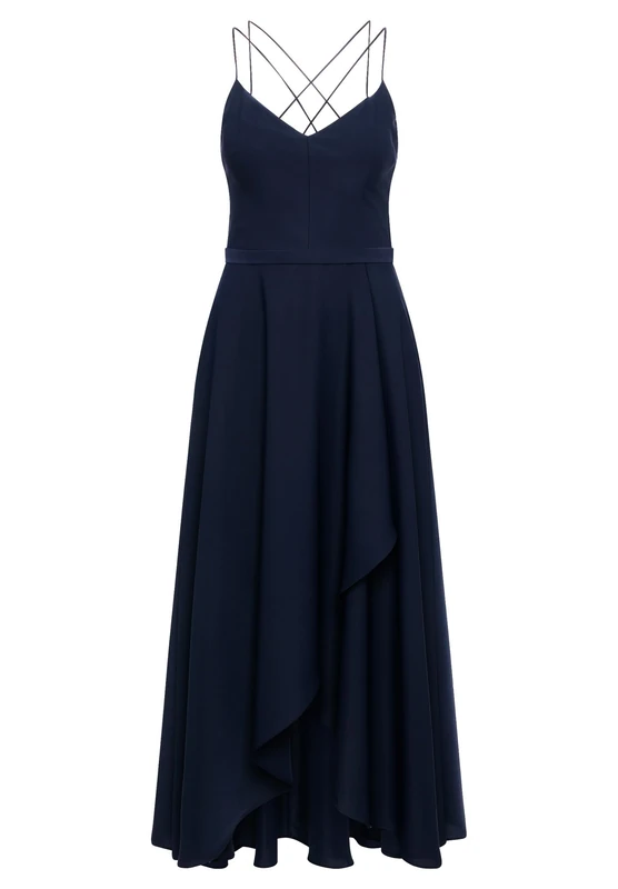 Vera Mont Women's Evening Dress with Flounce, Blue, 6