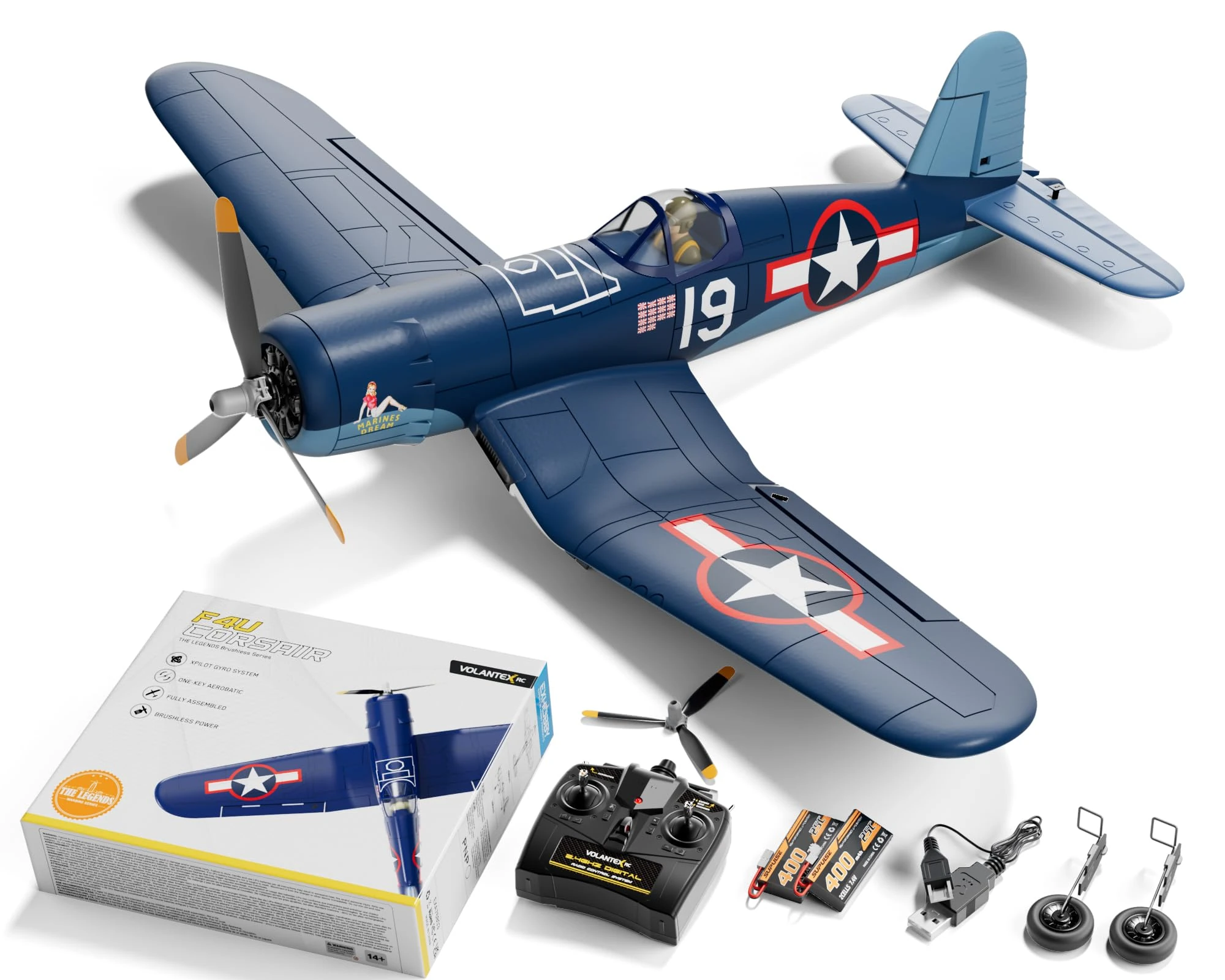 VOLANTEXRC Brushless RC Plane, 4 Channel Remote Control Airplanes with 6-Axis Gyro,3 Modes & Aerobatics, 2.4GHz Radio Controlled Aircraft for Beginners & Adults