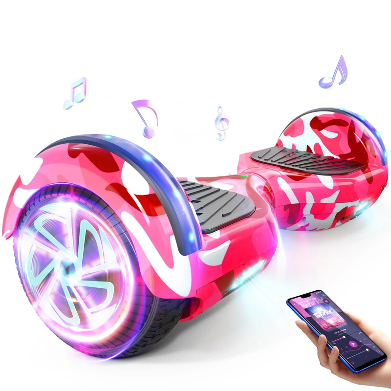 6.5” Hoverboard for Kids Ages 6-12, Bluetooth Hover Board with Light & Non-slip Footpads