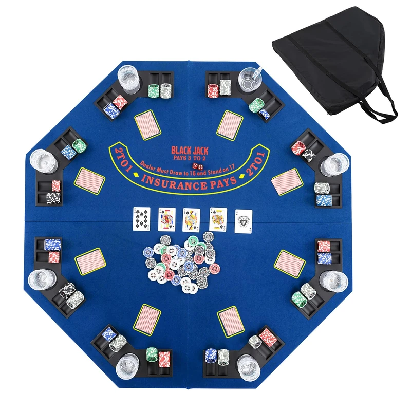 GYMAX 48-Inch Foldable Texas Hold'em Poker Table Top