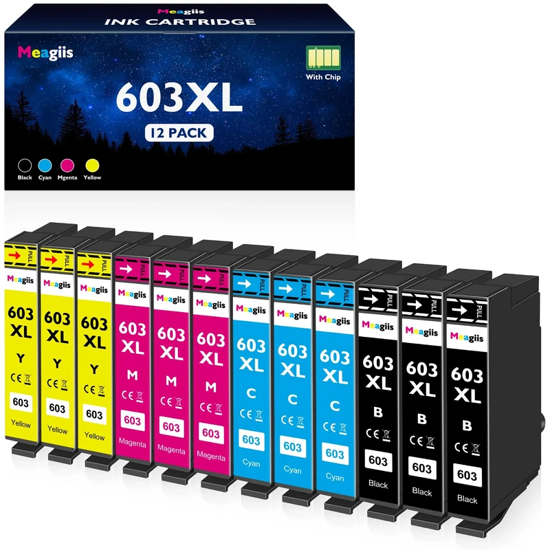 Meagiis Ink Cartridges Compatible for Epson Expression Home XP-2100 XP-2105 XP-2150 XP 3100 XP 3105 XP 4100 XP-4105 Workforce WF-2830DWF WF-2835DWF WF-2850DWF (3 Black, 3 Cyan, 3 Magenta, 3 Yellow)