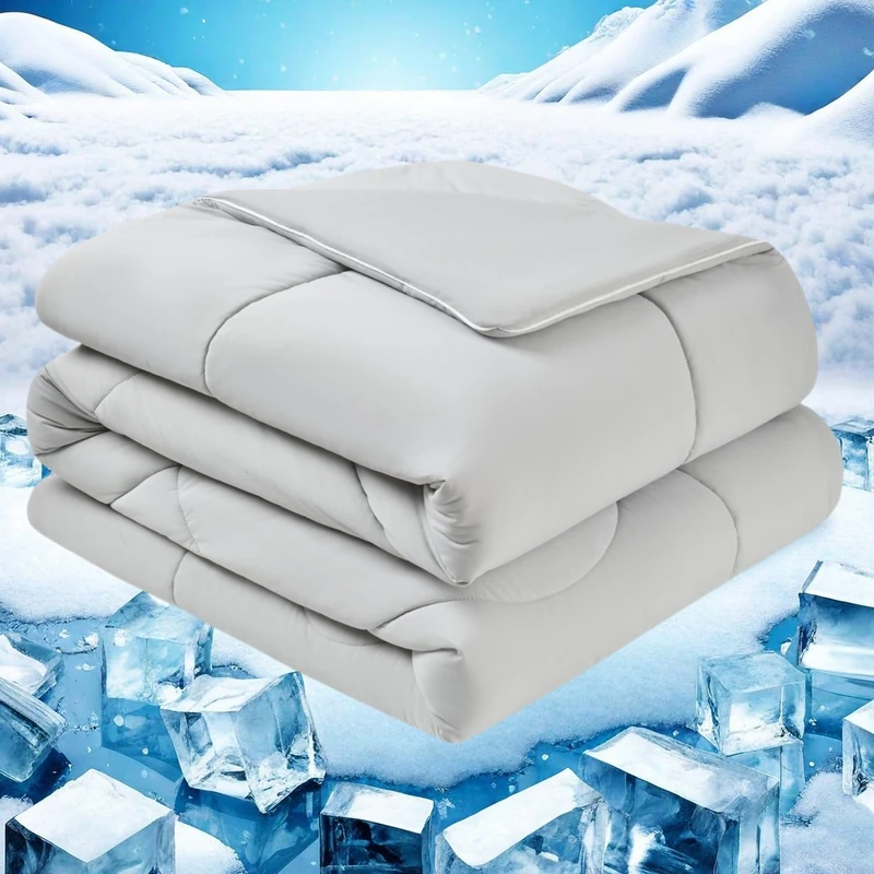 meadow park Cooling Comforter, Double Sided Cooling Blanket Twin Size for Hot Sleepers, Cold Tech Fabric, Q-Max>0.55, Lightweight Breathable Summer Comforter,Grey