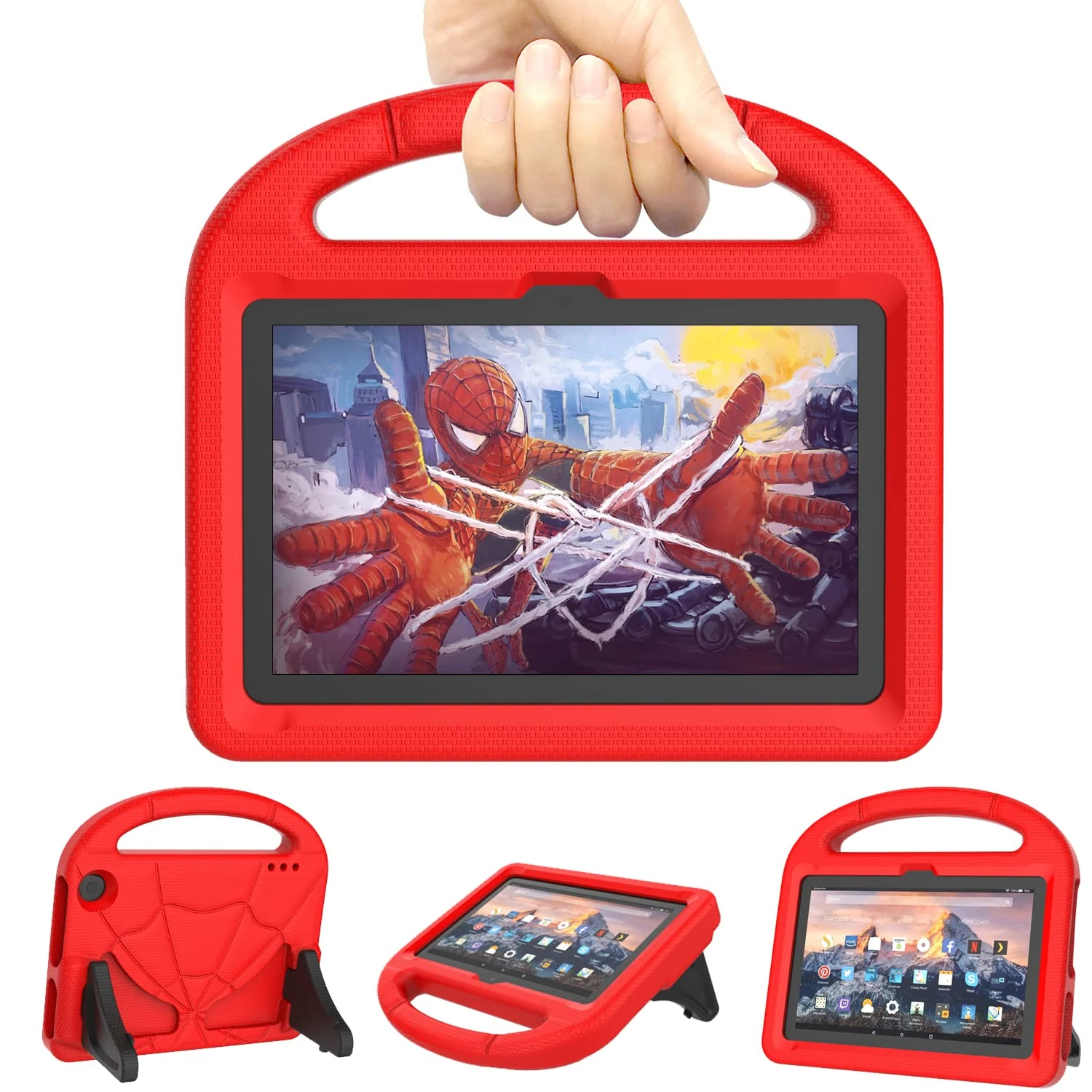 Kids Case for 7inch Tablets (Only 12th Gen, 2022 Release), Not Fits Samsung iPad TCL 7inch Tablets, Mansiruyi Lightweight EVA Case with Handle Stand for 7Tablets - Red
