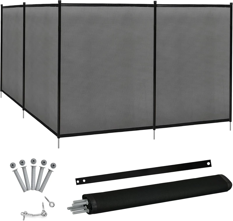 FANTASK 360 x 125 cm Pool Fence, Protective Fence, Child Proof, Pool Protection Fence for Swimming Pool Garden, Child Protection Fence, Pool Complete Set for Recessed Swimming Pools