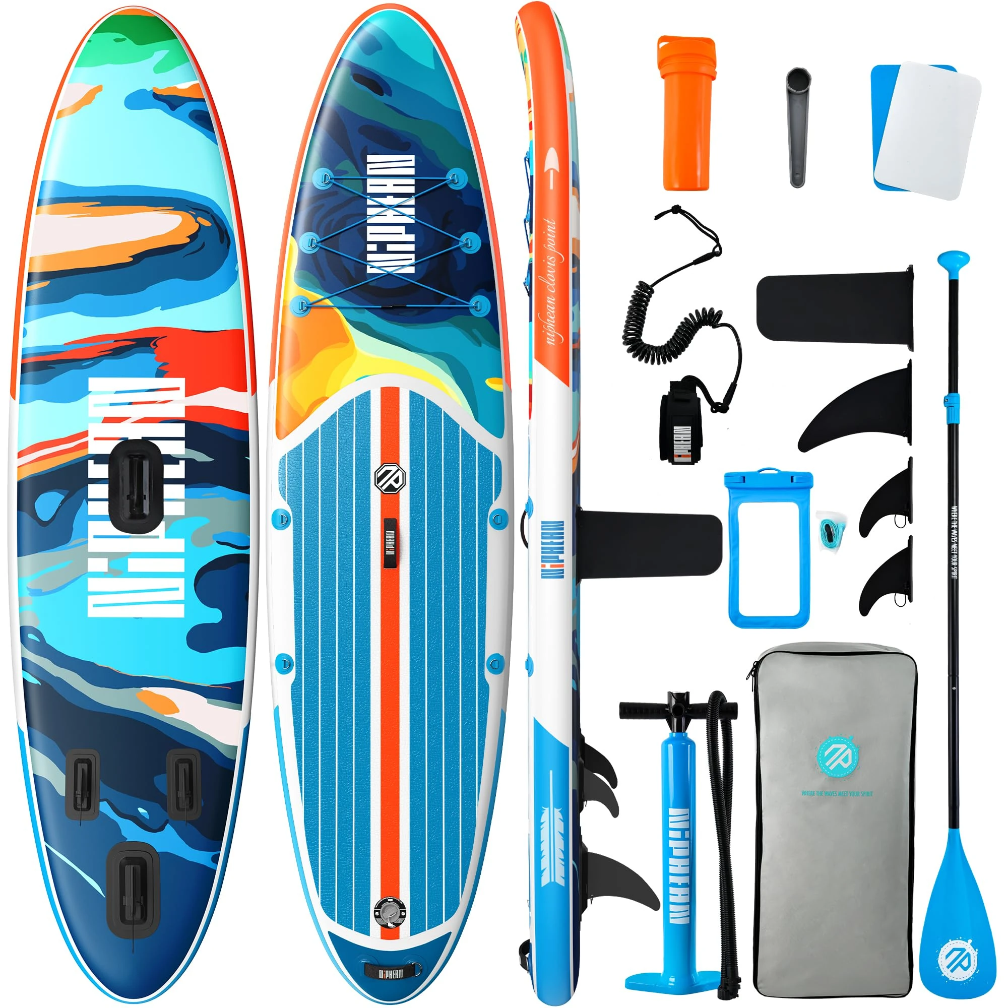 Niphean Inflatable Paddle Boards for Adults with All Accessories, 320cm Stand Up Paddle Board for All Skill Levels, SUP with 200kg Weight Capacity for 2 People, Inflatable Paddleboard with Seat
