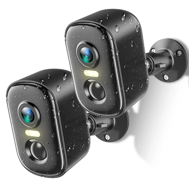 Techage Security Cameras Wireless Outdoor, 2K Battery Powered WiFi Outdoor Camera Wireless with AI Motion Detection, Color Night Vision, 2-Way Talk, IP66 Waterproof, Cloud/SD Storage 2 PACK