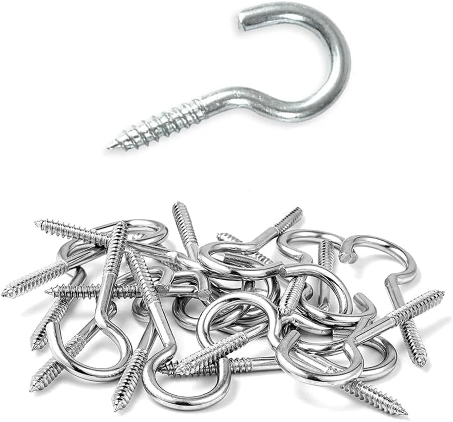 MindWissUp 26pcs M3.5 x 40mm Screw Hooks Open Eye Cup Screw-in Ceiling Nickel Plated Hooks Indoor and Outdoor Wall for Hanging Plants, Cups, Kitchen Cabinet Shelf(1.6inch)
