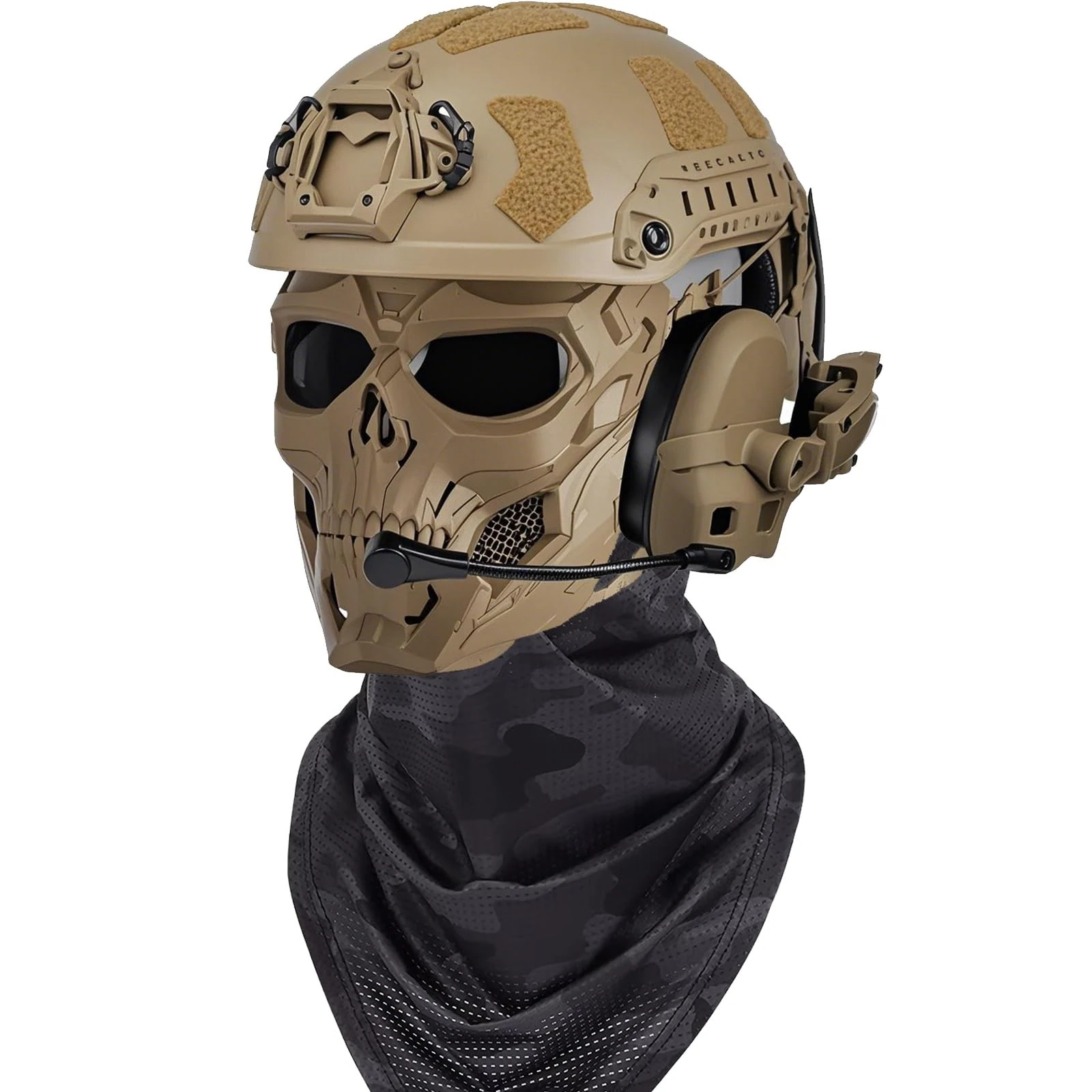 ZFFOZZ Umbral Edge Assassin Tactical Kit, With Helmets Headphones and Masks, For Paintball Cosplay and Various Tactical Activities, Immersive Experience in an Exciting Tactical World!(Brown)