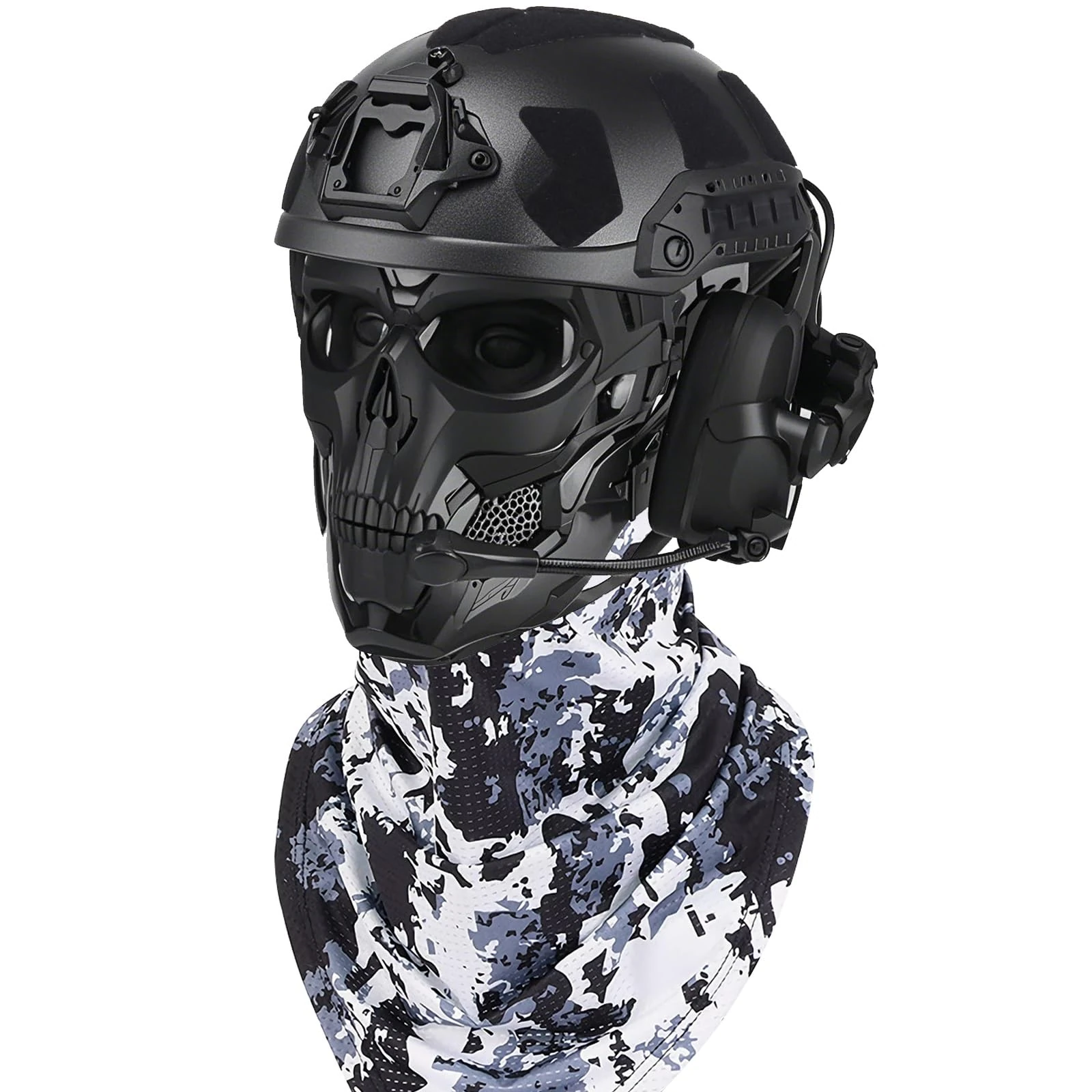 ZFFOZZ Snowdrift Phantom Tactical Kit, With Helmets Headphones and Masks, For Paintball Cosplay and Various Tactical Activities, Immersive Experience in an Exciting Tactical World!(Black)