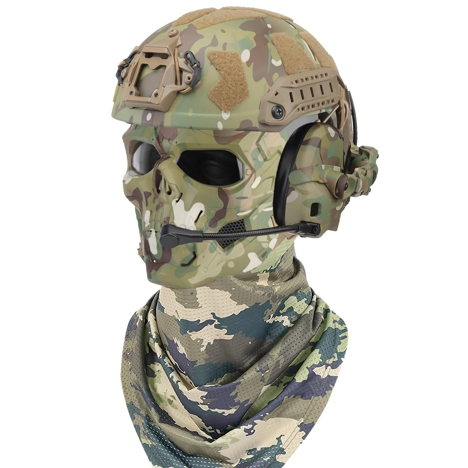 ZFFOZZ Forestshadow Tactical Kit, With Helmets Headphones and Masks, For Paintball Cosplay and Various Tactical Activities, Immersive Experience in an Exciting Tactical World!(Camo)