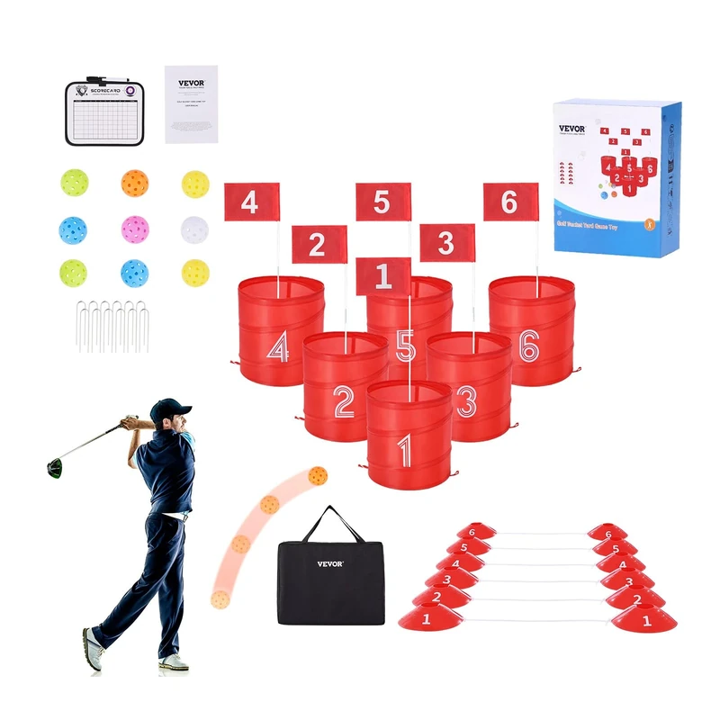 VEVOR Backyard Golf Game, 6 Holes, Golfing Game Practice Games, Golf Chipping Gaming for Family, Adults and Kids, Portable Outdoor Yard Golfing Games for Lawn, Yard, Camping, Park, Beach